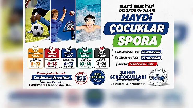 Elazığ'da çocuklara yaz spor şenliği: Ücretsiz kurslar başlıyor
