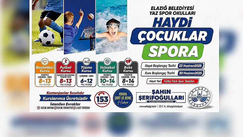Elazığ'da çocuklara yaz spor şenliği: Ücretsiz kurslar başlıyor